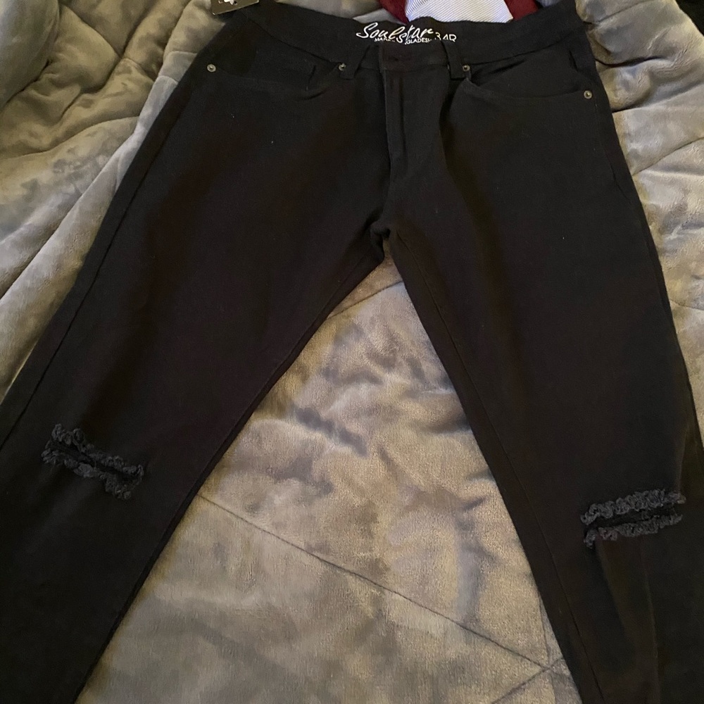 Black Ripped at the Knee Jeans